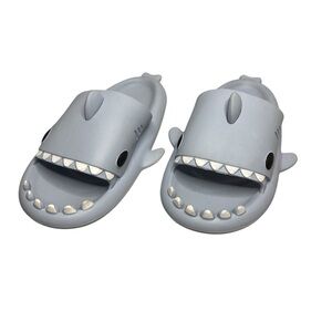 Shark Slides Sandals Blue Grey Size 7/8 (38-39) Unisex adult/kids